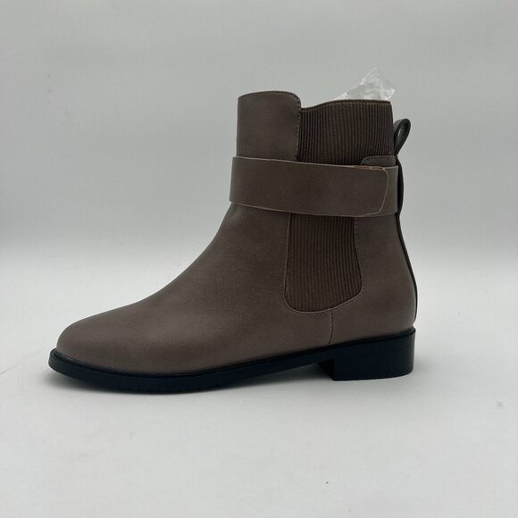 Grey Women Trendy Pointed Toe Chelsea Low Heel Combat Ankle Boots